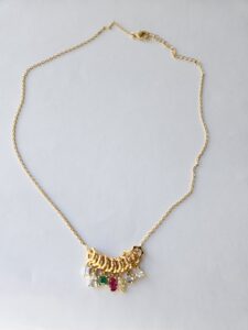 Chocker Lt Ban c/Ret/Nav/Gota/Oval/Triang/Quadr. Color/Separador Zircs 38+5cm