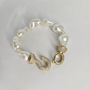 Pulseira Lt Ban Pérolas c/ Fecho de Engate c/ Zircs 18cm